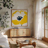 Pop Art Floral II by Wild Apple Portfolio. Shown in a natural wood frame in a cozy modern living room. Available as an archival giclee rolled canvas, fine art paper, or poster print. SKU 44562a.