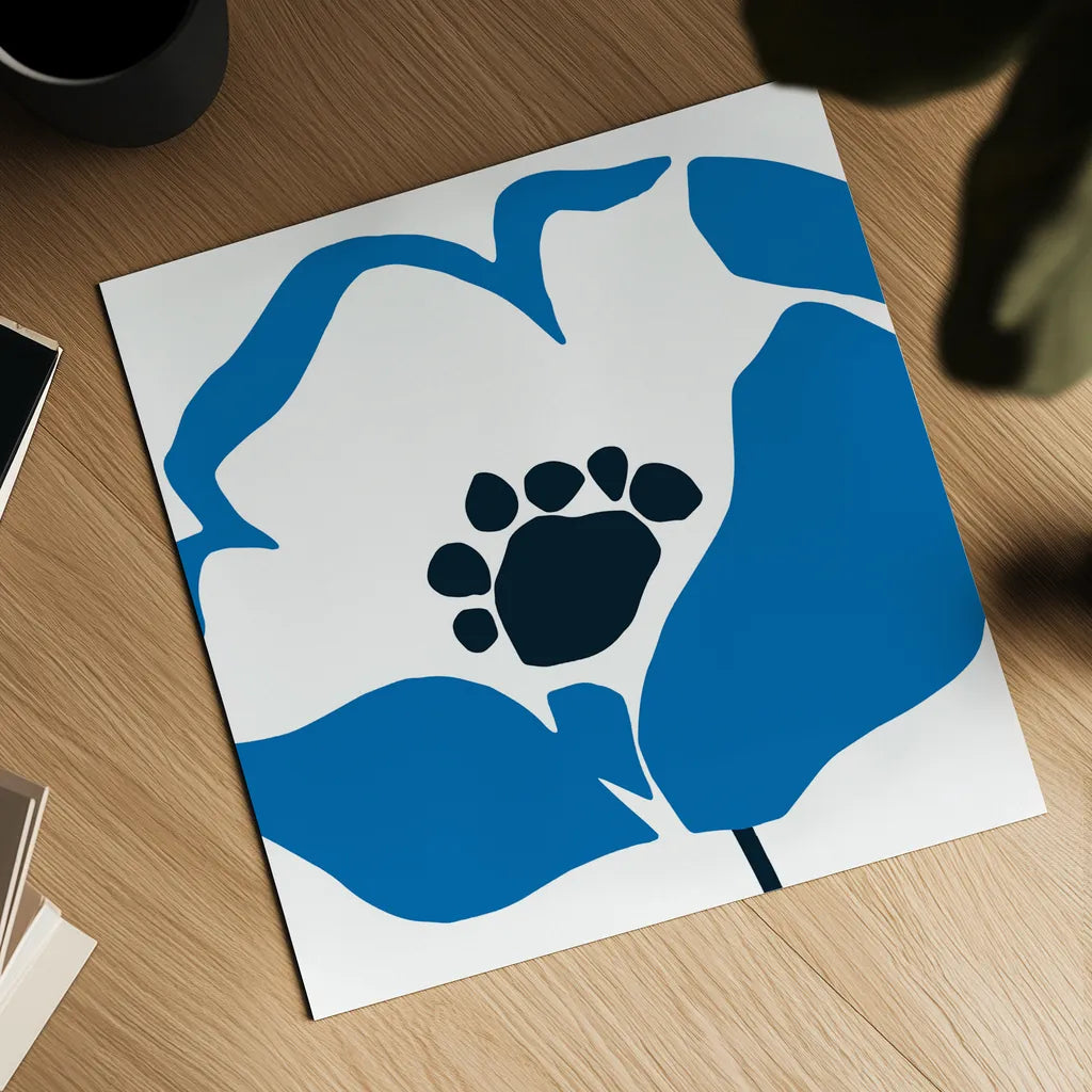 Pop Art Floral II BLue by Wild Apple Portfolio. Shown as a detailed flat fine art print, highlighting archival giclee quality. Available as an archival giclee rolled canvas, fine art paper, or poster print. SKU 61451a.