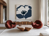 Pop Art Floral II Retro by Wild Apple Portfolio. Shown as extra-large giant wall art in a modern living room. Available as an archival giclee rolled canvas, fine art paper, or poster print. SKU 57084a.