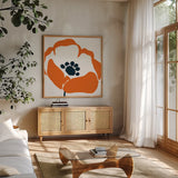 Pop Art Floral III by Wild Apple Portfolio. Shown in a natural wood frame in a cozy modern living room. Available as an archival giclee rolled canvas, fine art paper, or poster print. SKU 44563a.