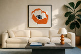 Pop Art Floral III by Wild Apple Portfolio. Displayed in a glass frame with matte in a clean modern living room. Available as an archival giclee rolled canvas, fine art paper, or poster print. SKU 44563a.