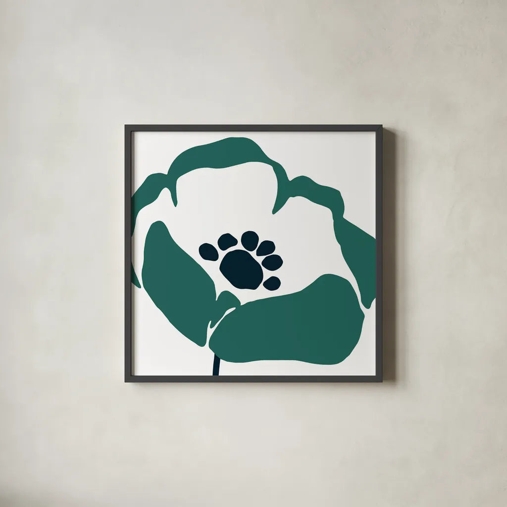 Pop Art Floral III Retro by Wild Apple Portfolio. Shown in a sleek black glass frame for a contemporary gallery look. Available as an archival giclee rolled canvas, fine art paper, or poster print. SKU 57085a.