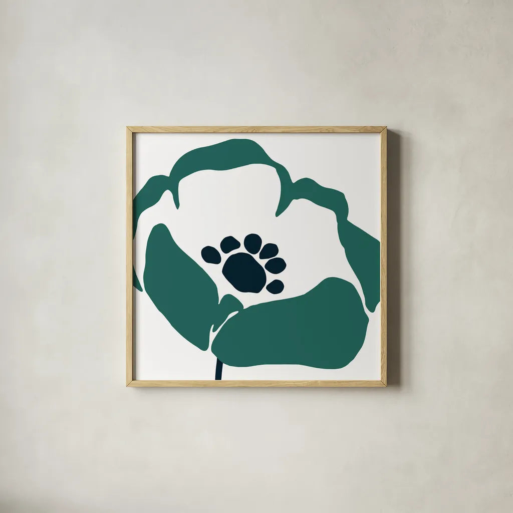 Pop Art Floral III Retro by Wild Apple Portfolio. Shown in a natural wood glass frame for a timeless modern aesthetic. Available as an archival giclee rolled canvas, fine art paper, or poster print. SKU 57085a.