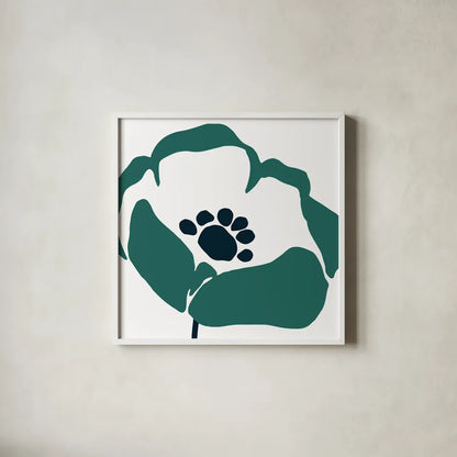 Pop Art Floral III Retro by Wild Apple Portfolio. Shown in a crisp white glass frame for a clean and minimalist style. Available as an archival giclee rolled canvas, fine art paper, or poster print. SKU 57085a.