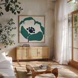 Pop Art Floral III Retro by Wild Apple Portfolio. Shown in a natural wood frame in a cozy modern living room. Available as an archival giclee rolled canvas, fine art paper, or poster print. SKU 57085a.