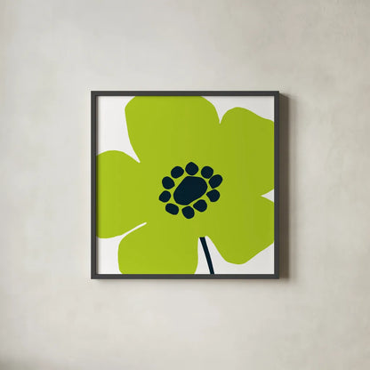 Pop Art Floral IV by Wild Apple Portfolio. Shown in a sleek black glass frame for a contemporary gallery look. Available as an archival giclee rolled canvas, fine art paper, or poster print. SKU 44564a.