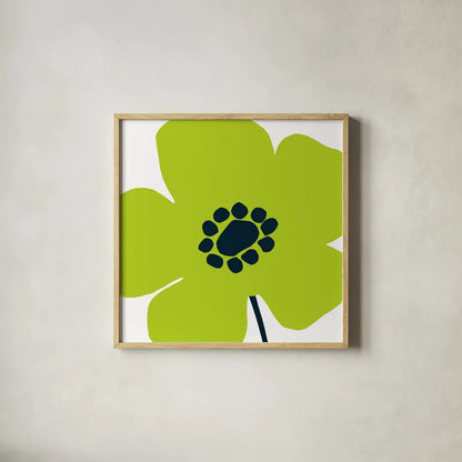 Pop Art Floral IV by Wild Apple Portfolio. Shown in a natural wood glass frame for a timeless modern aesthetic. Available as an archival giclee rolled canvas, fine art paper, or poster print. SKU 44564a.
