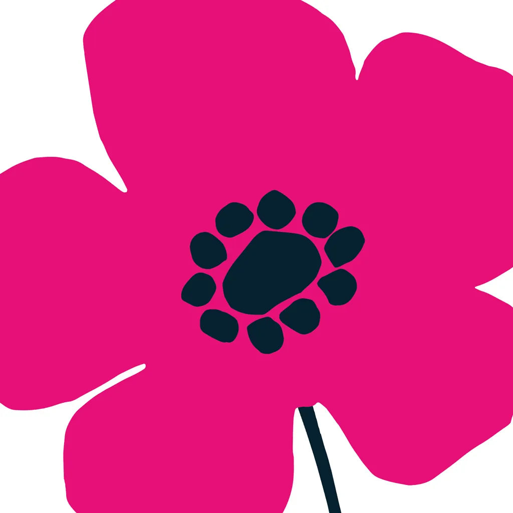 Pop Art Floral IV Hot Pink by Wild Apple Portfolio. SKU 52823a. Archival Giclee Fine art print for wall decor.