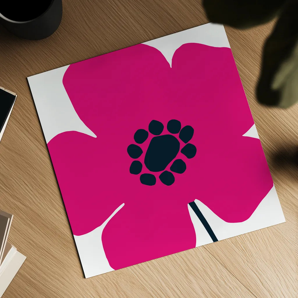 Pop Art Floral IV Hot Pink by Wild Apple Portfolio. Shown as a detailed flat fine art print, highlighting archival giclee quality. Available as an archival giclee rolled canvas, fine art paper, or poster print. SKU 52823a.
