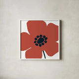 Pop Art Floral IV Retro by Wild Apple Portfolio. Shown in a crisp white glass frame for a clean and minimalist style. Available as an archival giclee rolled canvas, fine art paper, or poster print. SKU 57086a.