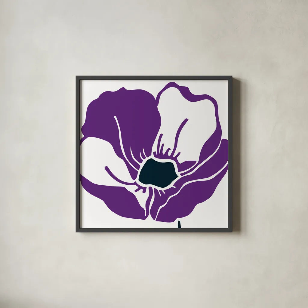 Pop Art Floral VI by Wild Apple Portfolio. Shown in a sleek black glass frame for a contemporary gallery look. Available as an archival giclee rolled canvas, fine art paper, or poster print. SKU 61356a.