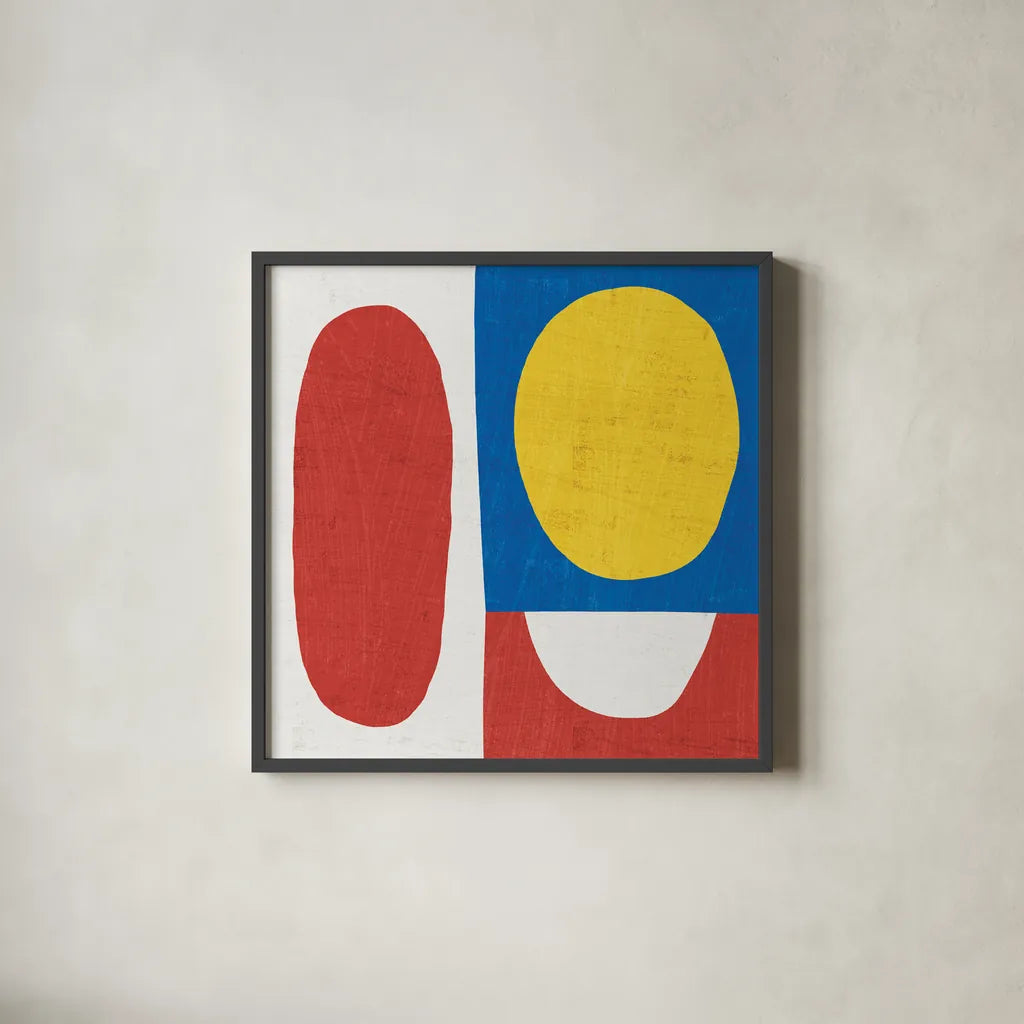 Primary I by Wild Apple Portfolio. Shown in a sleek black glass frame for a contemporary gallery look. Available as an archival giclee rolled canvas, fine art paper, or poster print. SKU 82321a.