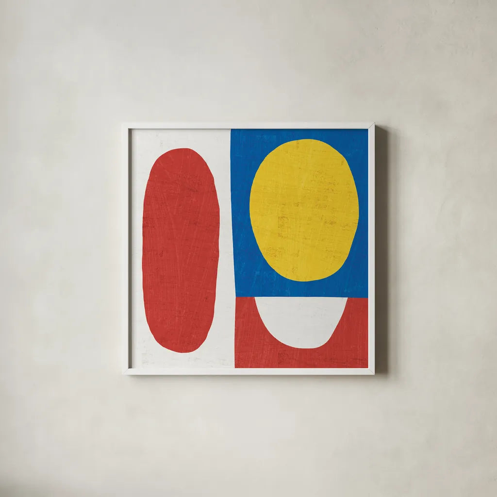 Primary I by Wild Apple Portfolio. Shown in a crisp white glass frame for a clean and minimalist style. Available as an archival giclee rolled canvas, fine art paper, or poster print. SKU 82321a.