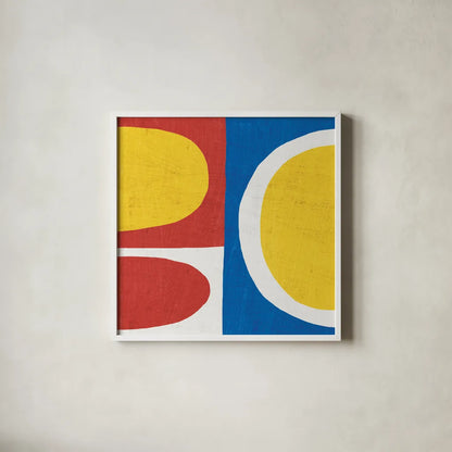 Primary II by Wild Apple Portfolio. Shown in a crisp white glass frame for a clean and minimalist style. Available as an archival giclee rolled canvas, fine art paper, or poster print. SKU 82322a.