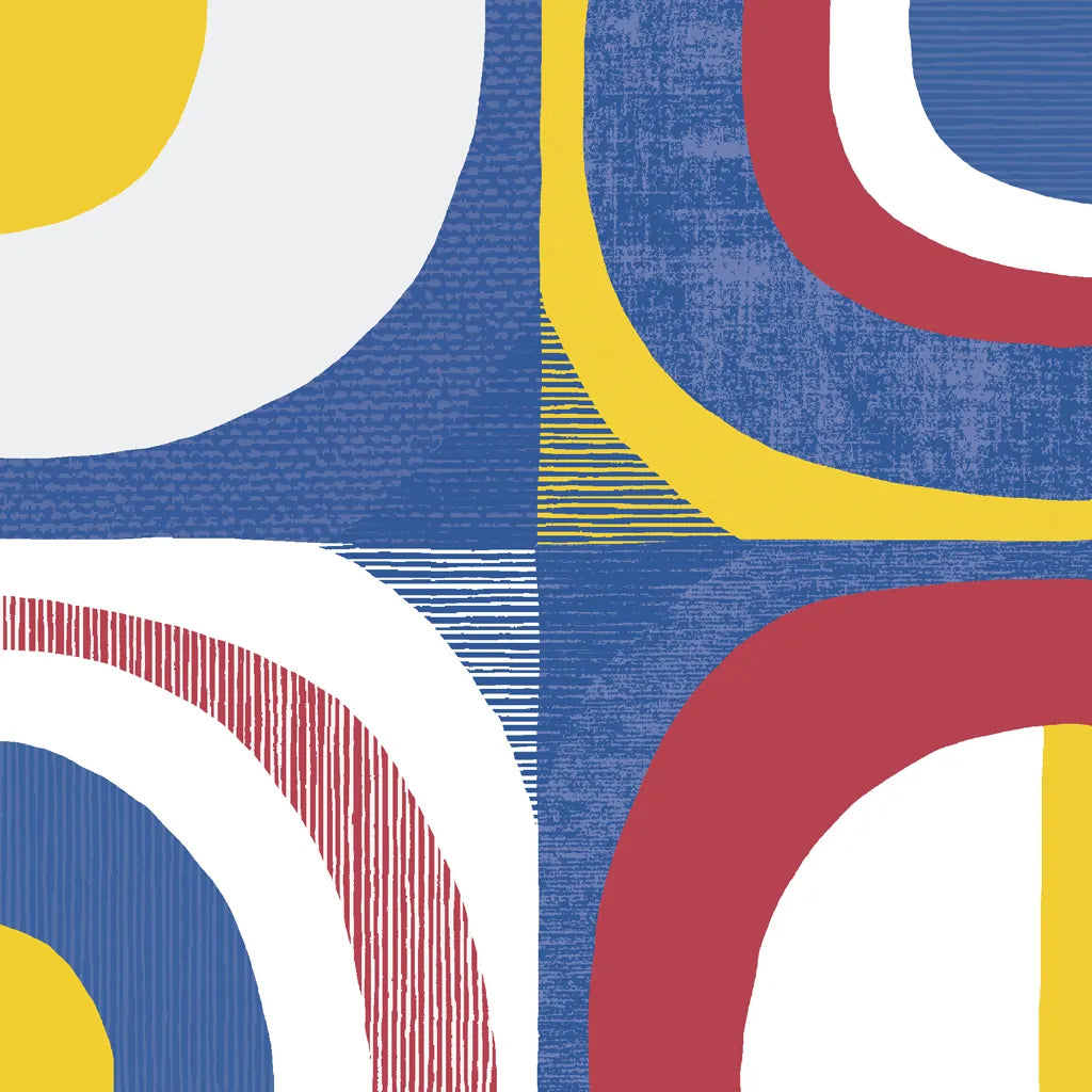 Quarter Circle Abstract Sq IV Bright Primary by Wild Apple Portfolio. SKU 82318a. Archival Giclee Fine art print for wall decor.