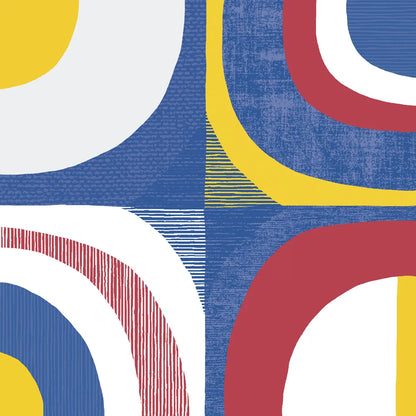 Quarter Circle Abstract Sq IV Bright Primary by Wild Apple Portfolio. SKU 82318a. Archival Giclee Fine art print for wall decor.