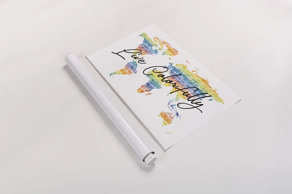 Rainbow World I by Wild Apple Portfolio. shown as a rolled paper print. Available as archival giclee rolled canvas, fine art paper, or poster print. SKU 63006i.