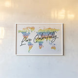 Rainbow World I by Wild Apple Portfolio. shown as a paper print in a white frame. Available as a archival giclee rolled canvas, fine art paper, or poster print. SKU 63006i.