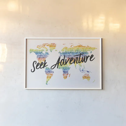 Rainbow World I Adventure by Wild Apple Portfolio. shown as a paper print in a white frame. Available as a archival giclee rolled canvas, fine art paper, or poster print. SKU 75335i.