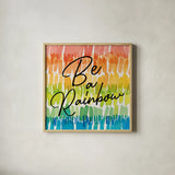Rainbow World II by Wild Apple Portfolio. Shown in a natural wood glass frame for a timeless modern aesthetic. Available as an archival giclee rolled canvas, fine art paper, or poster print. SKU 63007a.
