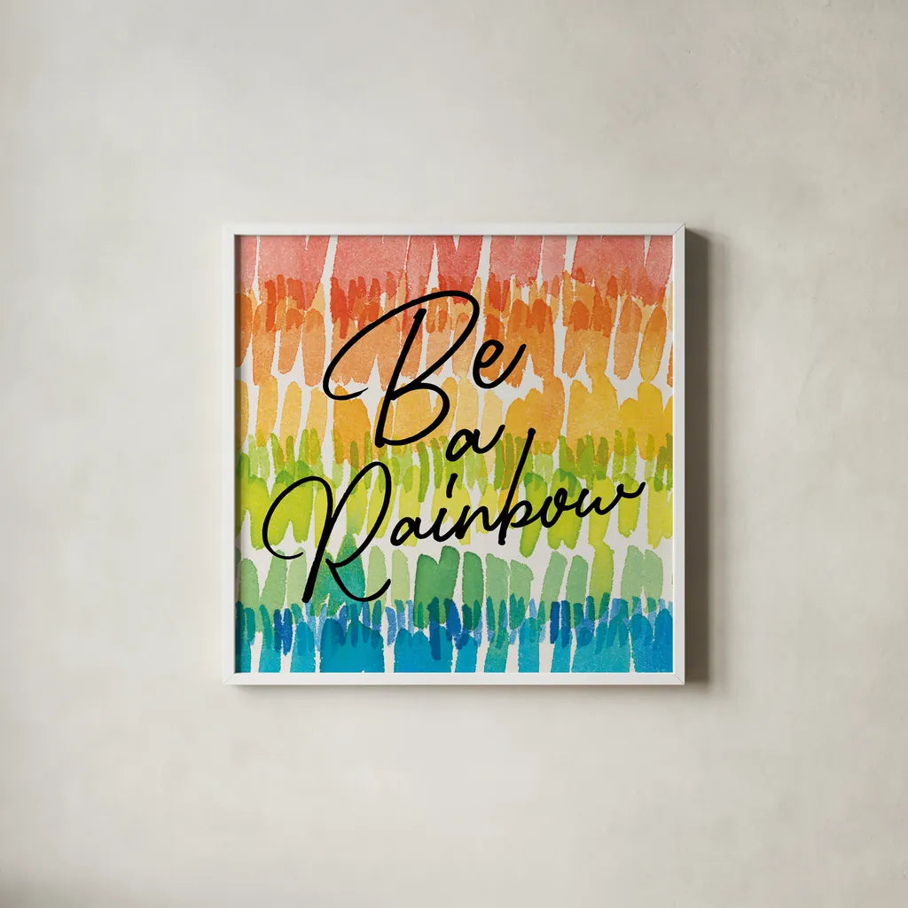 Rainbow World II by Wild Apple Portfolio. Shown in a crisp white glass frame for a clean and minimalist style. Available as an archival giclee rolled canvas, fine art paper, or poster print. SKU 63007a.