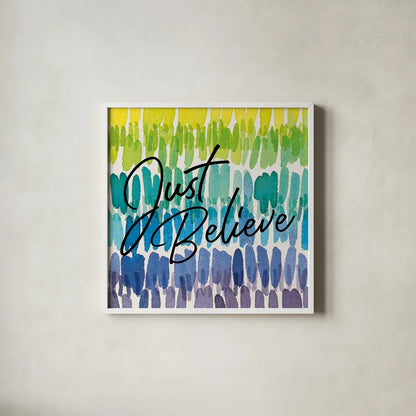 Rainbow World III by Wild Apple Portfolio. Shown in a crisp white glass frame for a clean and minimalist style. Available as an archival giclee rolled canvas, fine art paper, or poster print. SKU 63008a.