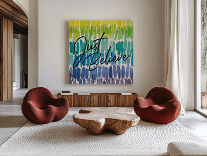 Rainbow World III by Wild Apple Portfolio. Shown as extra-large giant wall art in a modern living room. Available as an archival giclee rolled canvas, fine art paper, or poster print. SKU 63008a.