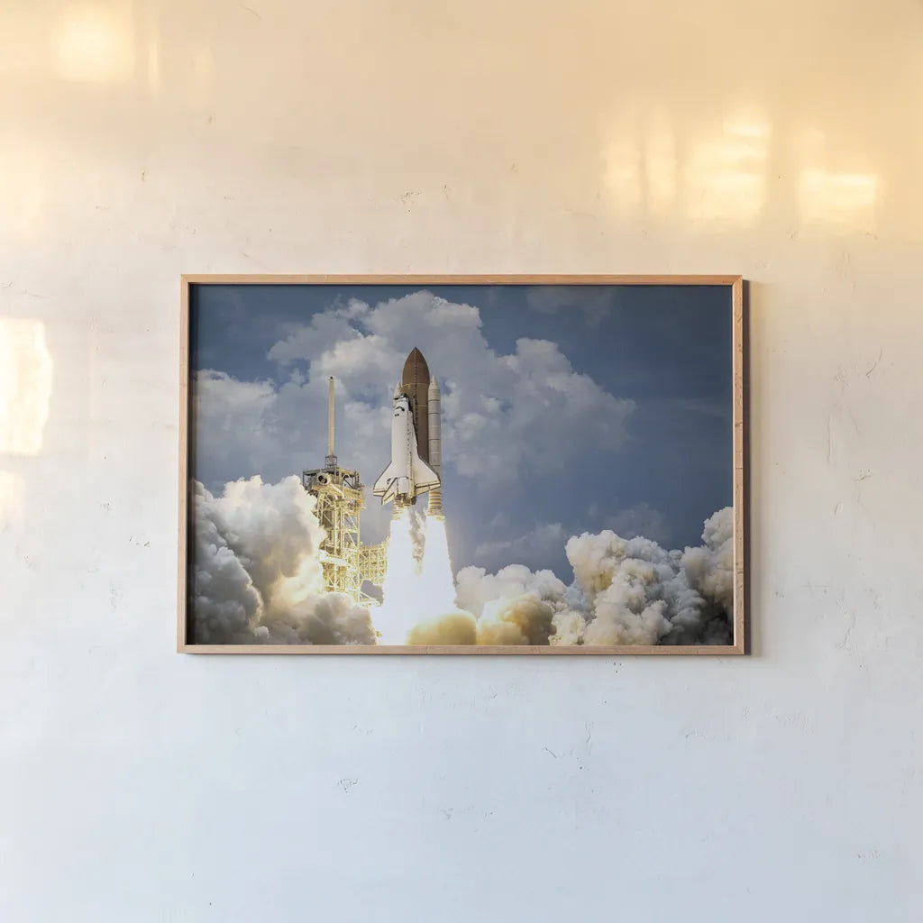 Ready to Launch by Wild Apple Portfolio. shown as a paper print in a natural frame. Available as a archival giclee rolled canvas, fine art paper, or poster print. SKU 87124i.