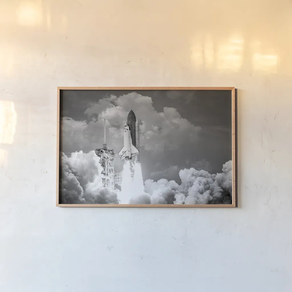 Ready to Launch BW by Wild Apple Portfolio. shown as a paper print in a natural frame. Available as a archival giclee rolled canvas, fine art paper, or poster print. SKU 90383i.