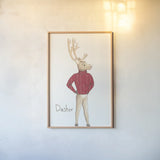 Reindeer I by Wild Apple Portfolio. shown as a paper print in a natural frame. Available as a archival giclee rolled canvas, fine art paper, or poster print. SKU 103515h.