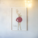 Reindeer I by Wild Apple Portfolio. shown as a paper print in a white frame. Available as a archival giclee rolled canvas, fine art paper, or poster print. SKU 103515h.