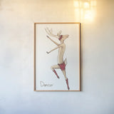 Reindeer II by Wild Apple Portfolio. shown as a paper print in a natural frame. Available as a archival giclee rolled canvas, fine art paper, or poster print. SKU 103516h.