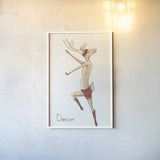 Reindeer II by Wild Apple Portfolio. shown as a paper print in a white frame. Available as a archival giclee rolled canvas, fine art paper, or poster print. SKU 103516h.