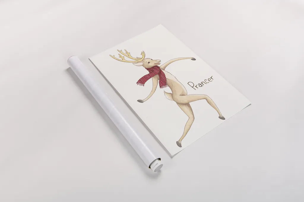 Reindeer III by Wild Apple Portfolio. shown as a rolled paper print. Available as archival giclee rolled canvas, fine art paper, or poster print. SKU 103517h.