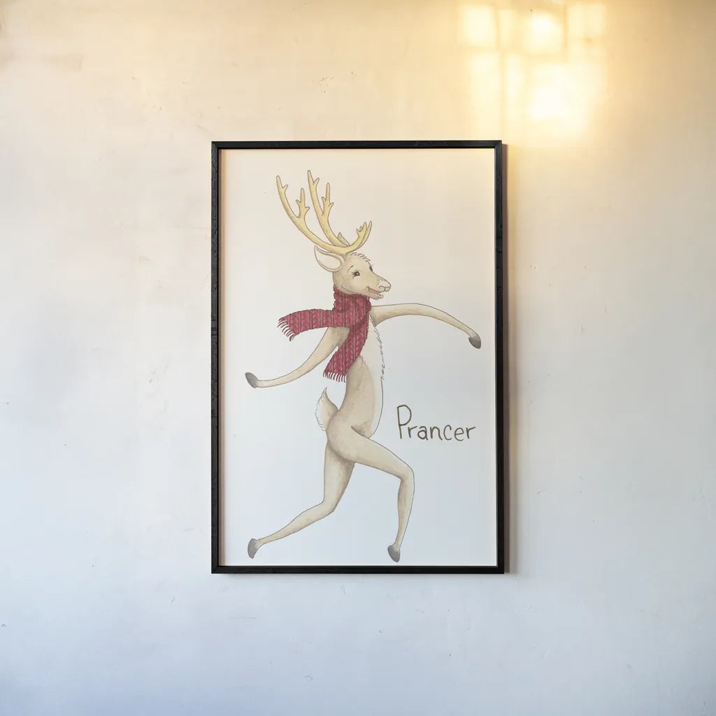 Reindeer III by Wild Apple Portfolio. shown as a paper print in a black flame. Available as a archival giclee rolled canvas, fine art paper, or poster print. SKU 103517h.