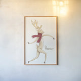 Reindeer III by Wild Apple Portfolio. shown as a paper print in a natural frame. Available as a archival giclee rolled canvas, fine art paper, or poster print. SKU 103517h.