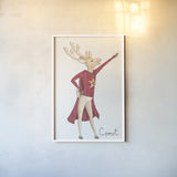 Reindeer V by Wild Apple Portfolio. shown as a paper print in a white frame. Available as a archival giclee rolled canvas, fine art paper, or poster print. SKU 103519h.