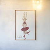 Reindeer VI by Wild Apple Portfolio. shown as a paper print in a natural frame. Available as a archival giclee rolled canvas, fine art paper, or poster print. SKU 103520h.