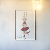 Reindeer VI by Wild Apple Portfolio. shown as a paper print in a white frame. Available as a archival giclee rolled canvas, fine art paper, or poster print. SKU 103520h.