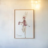 Reindeer VII by Wild Apple Portfolio. shown as a paper print in a natural frame. Available as a archival giclee rolled canvas, fine art paper, or poster print. SKU 103521h.