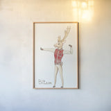 Reindeer VIII by Wild Apple Portfolio. shown as a paper print in a natural frame. Available as a archival giclee rolled canvas, fine art paper, or poster print. SKU 103522h.
