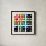 Retro Color Chart by Wild Apple Portfolio. Shown in a sleek black glass frame for a contemporary gallery look. Available as an archival giclee rolled canvas, fine art paper, or poster print. SKU 80393a.