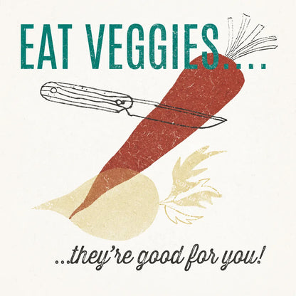 Retro Food Eat Veggies by Wild Apple Portfolio. SKU 92159a. Archival Giclee Fine art print for wall decor.