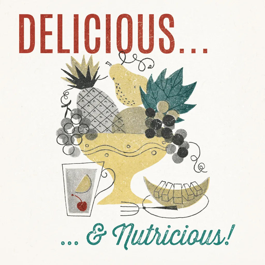 Retro Food Fruit Bowl by Wild Apple Portfolio. SKU 92161a. Archival Giclee Fine art print for wall decor.