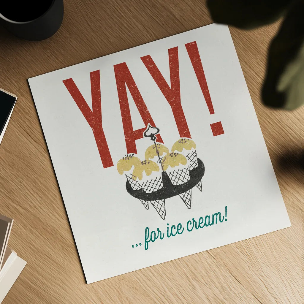 Retro Food Ice Cream by Wild Apple Portfolio. Shown as a detailed flat fine art print, highlighting archival giclee quality. Available as an archival giclee rolled canvas, fine art paper, or poster print. SKU 92163a.