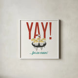 Retro Food Ice Cream by Wild Apple Portfolio. Shown in a crisp white glass frame for a clean and minimalist style. Available as an archival giclee rolled canvas, fine art paper, or poster print. SKU 92163a.