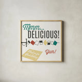 Retro Food Kabob by Wild Apple Portfolio. Shown in a natural wood glass frame for a timeless modern aesthetic. Available as an archival giclee rolled canvas, fine art paper, or poster print. SKU 92164a.