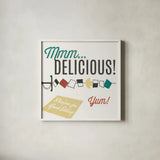 Retro Food Kabob by Wild Apple Portfolio. Shown in a crisp white glass frame for a clean and minimalist style. Available as an archival giclee rolled canvas, fine art paper, or poster print. SKU 92164a.