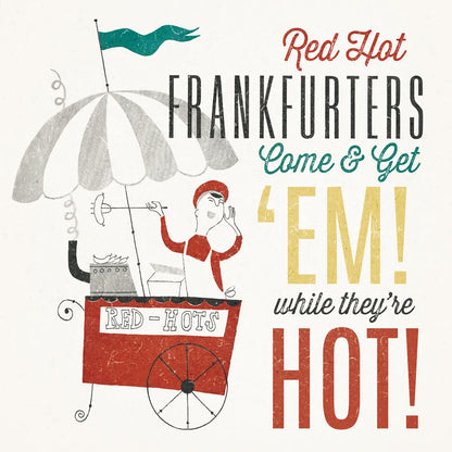 Retro Food Red Hots by Wild Apple Portfolio. SKU 92165a. Archival Giclee Fine art print for wall decor.