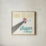 Retro Food Rooster by Wild Apple Portfolio. Shown in a natural wood glass frame for a timeless modern aesthetic. Available as an archival giclee rolled canvas, fine art paper, or poster print. SKU 92166a.